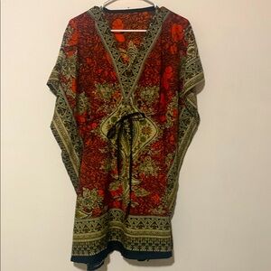 Boho Red and Black Patterned Kaftan